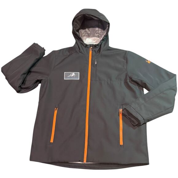 Spyder ski hooded jacket Lead Change Racing in gray & orange size XL - Picture 1 of 16